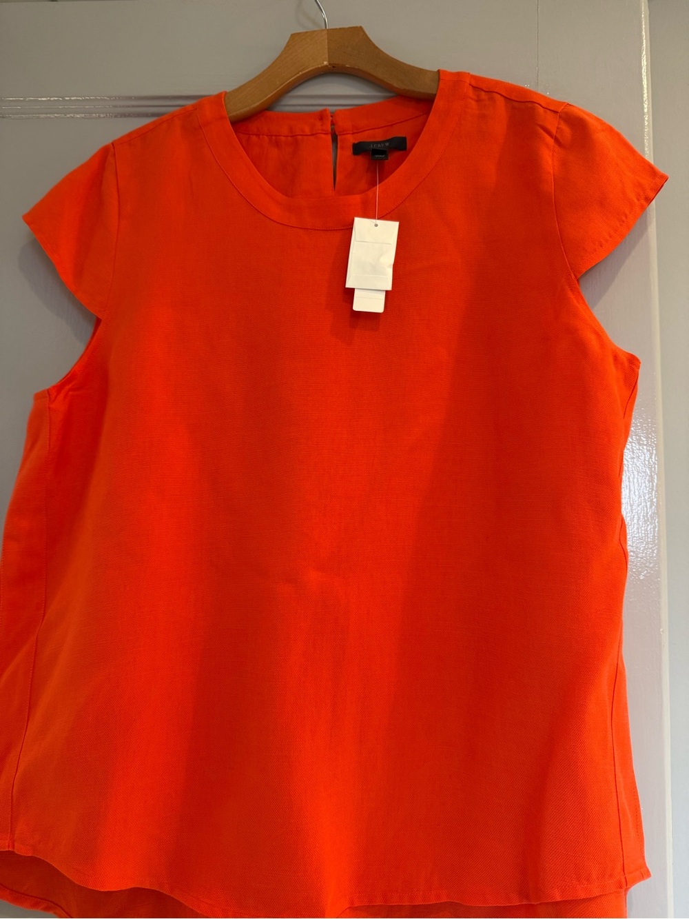 J CREW Women's Short Sleeve Round Neck Top - Bright Orange Size 16 NWT